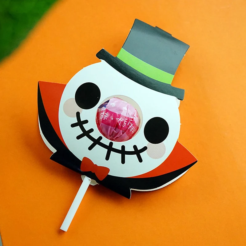 10 шт./лот на палочке тему Хэллоуин украшения карты мультфильм Бумага леденец