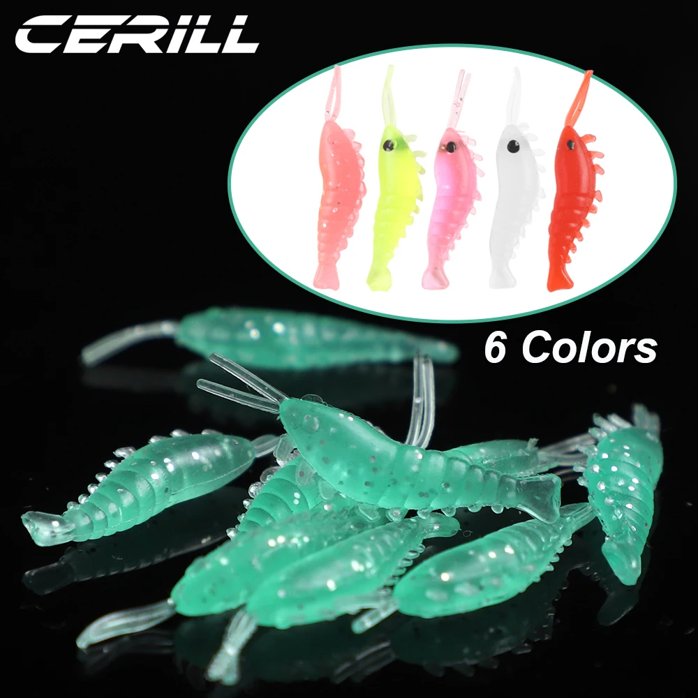 

Cerill 30 PCS Small Shrimp Soft Fishing Lure 3cm 0.3g Silicone Glow Grass Freshwater Bait Lightweight Carp Bass Fishing Tackle