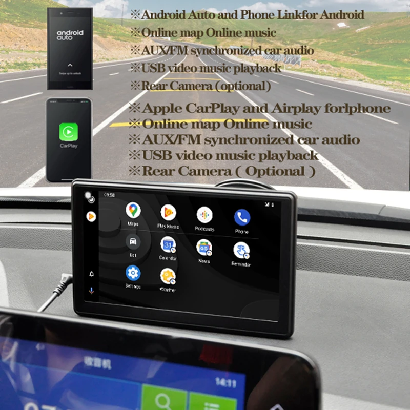 car video players multimedia player portable wireless apple carplay 7 touch screen tablet hd 1080p for universal 1din 2 din car free global shipping