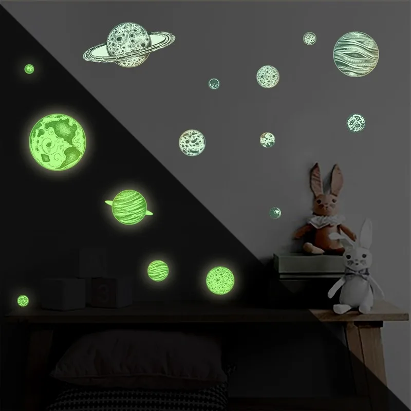 Новые светящиеся планет ПВХ наклейки DIY 3D на стену для детской комнаты спальни
