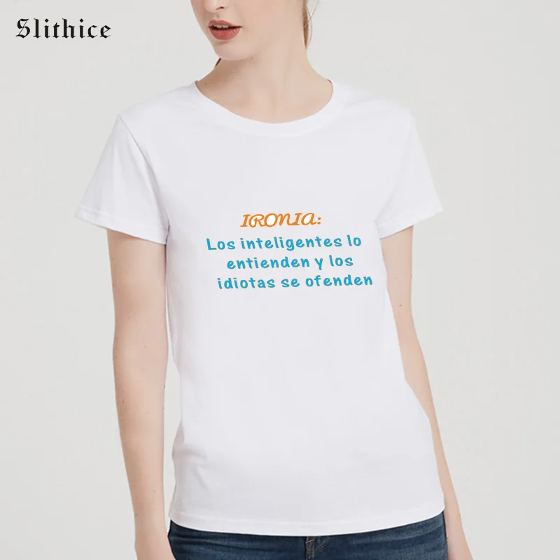 Футболка женская с забавным испанским буквенным принтом модный топ уличная