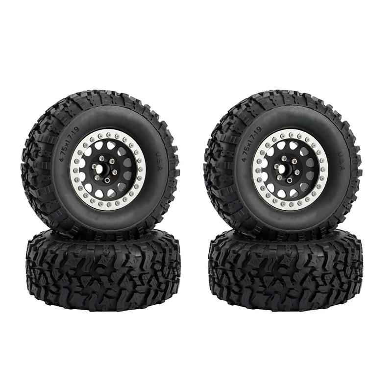

4Pcs Metal 2.2 Beadlock Wheel Rim Tires Set for 1/10 RC Crawler Car Axial SCX10 RR10 Wraith 90048 Traxxas TRX4