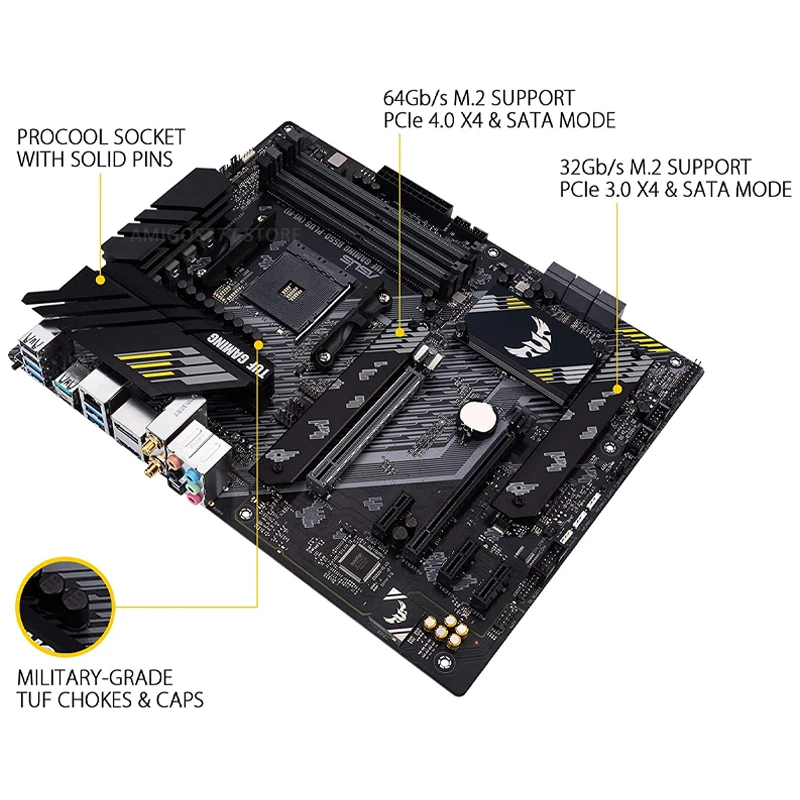 Billig Buchse AM4 Asus TUF GAMING B550-PLUS Motherboard DDR4 128GB DDR4 4800MHz CHAI PCI-E 4,0 M.2 SSD DVI OC AMD B550 Placa-Mãe AM4