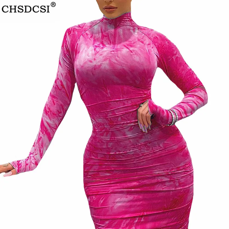 

CHSDCSI Zipper Collar Women Summer Bodycon Pencil Dress Party Sexy Vestido 2020 New Clubwear Solid Stretch Bodycon