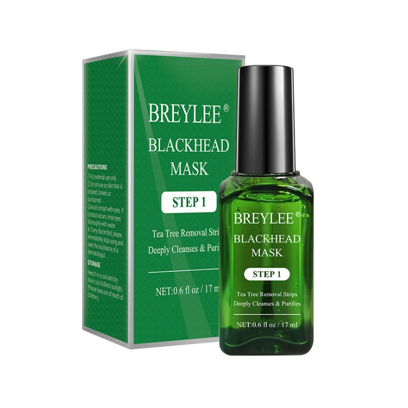 

100pcs BREYLEE Blackhead Remover Face Black Mask Shrink Pore Peeling Essence Serum17ml+Nasal mask