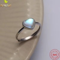 heart shaped natural moonstone 100 925 sterling silver rings for women sweet open ring fashion fine jewelry simple girl gift