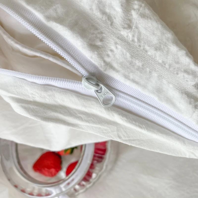 

Korean Style Cotton Solid Color Seersucker Bedding Set Home Linens Duvet Cover Pillowcase Flat Fitted Bed Linen Sheet Cover