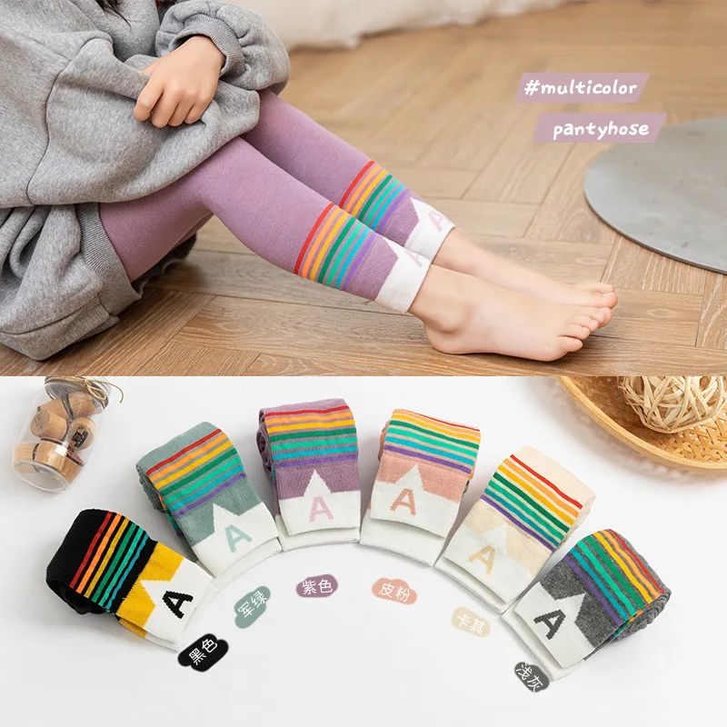 

Леггинсы для девочек, детские узкие Хлопковые Штаны радужной расцветки, детская одежда от 1 до 8 лет, весна-осень 2022