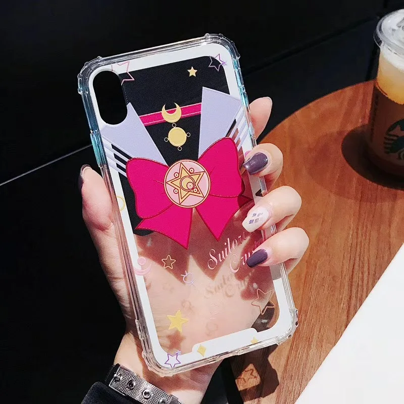 

Japanese Cartoon Cute Sailor Moon Bowknot Silicone Cover For Iphone 12mini 11pro Max Xs Xr 7 8plus x Phone Case