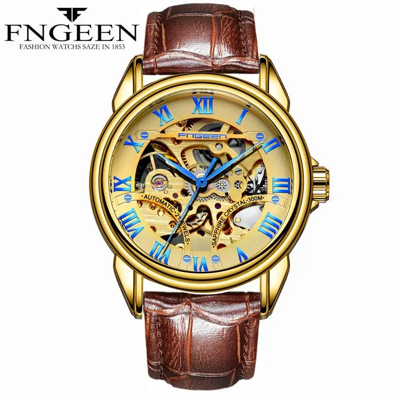 

FNGEEN 2020 New Luxury Luxury Men 'S Watch Waterproof Leather Strap Automatic Mechanical Men 'S Watch Clock