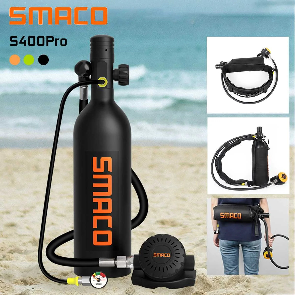 

Баллон для подводного плавания SMACO S400 Pro, 360 градусов, 1 л, кислородный бак, комплект, респиратор, резервуар для воздуха, комплект для дайвинга ...