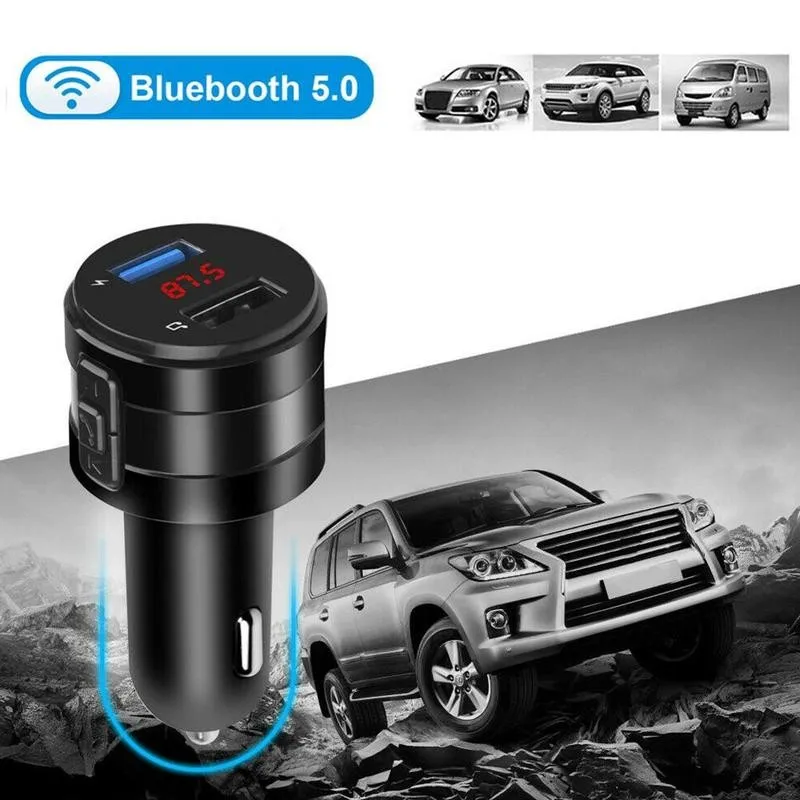 

Wireless Bluetooth V5.0 Car Fm Fm Transmitter Music Adapter Auxiliary Charging Radio Dual Usb Broadcast Kit Car Player W7O0