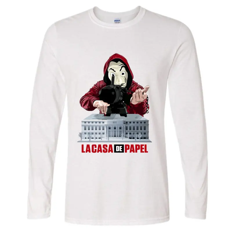 Забавный дизайн La Casa De Papel футболка Money Heist Hombre ТВ футболки &quotсериалы&quot с длинным