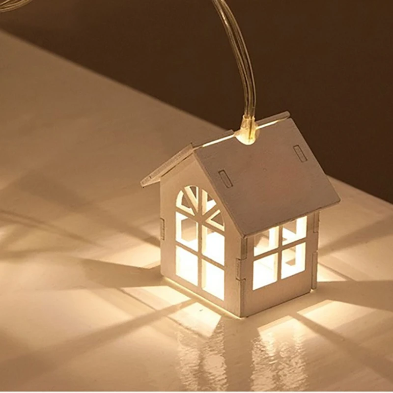 Миниатюрная гирлянда из медной проволоки в форме домика 10 светодиодов