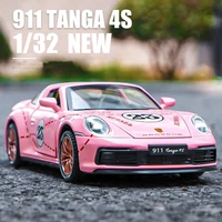 132 new 911 targa 4s convertible sports alloy car model diecast sound super racing lifting tail hot car wheel for boy gifts