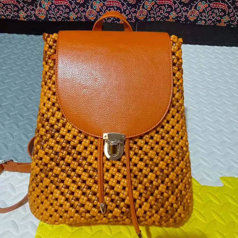 Washable Woven Double Shoulder Bag Material Rattan Manual DIY Leather Hardware Accessories 7-piece Set