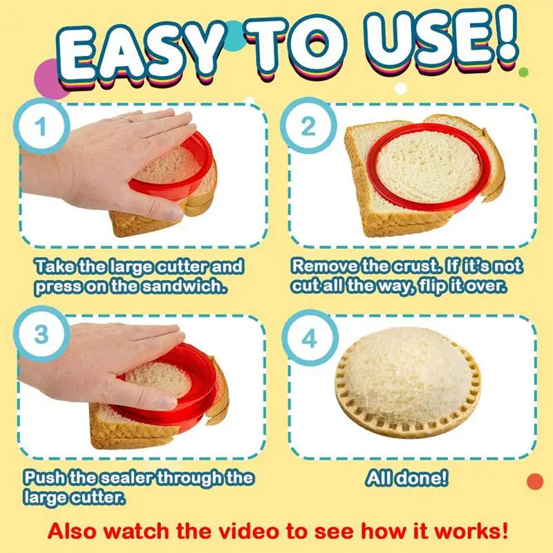 3pcs Bread Molds Plastic DIY Sandwich Cutter Sealer Breakfast Lunchbox Toast Making Mold Kitchen | Дом и сад