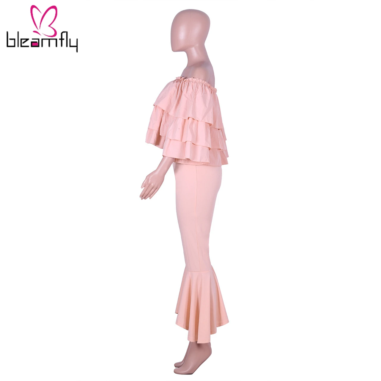 Женские осенние с открытыми плечами ниспадающие оборки блузки рубашка клеш