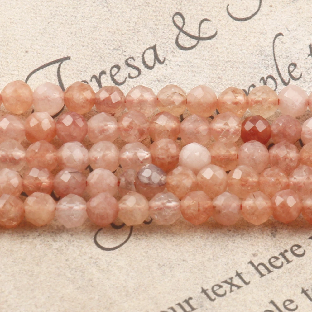 

15Inches A+ Natural Sunstone Beads Faceted Gem Loose Tiny Sun Stone Beads for Jewelry Making DIY Bracelet Accessories 2 3 4mm