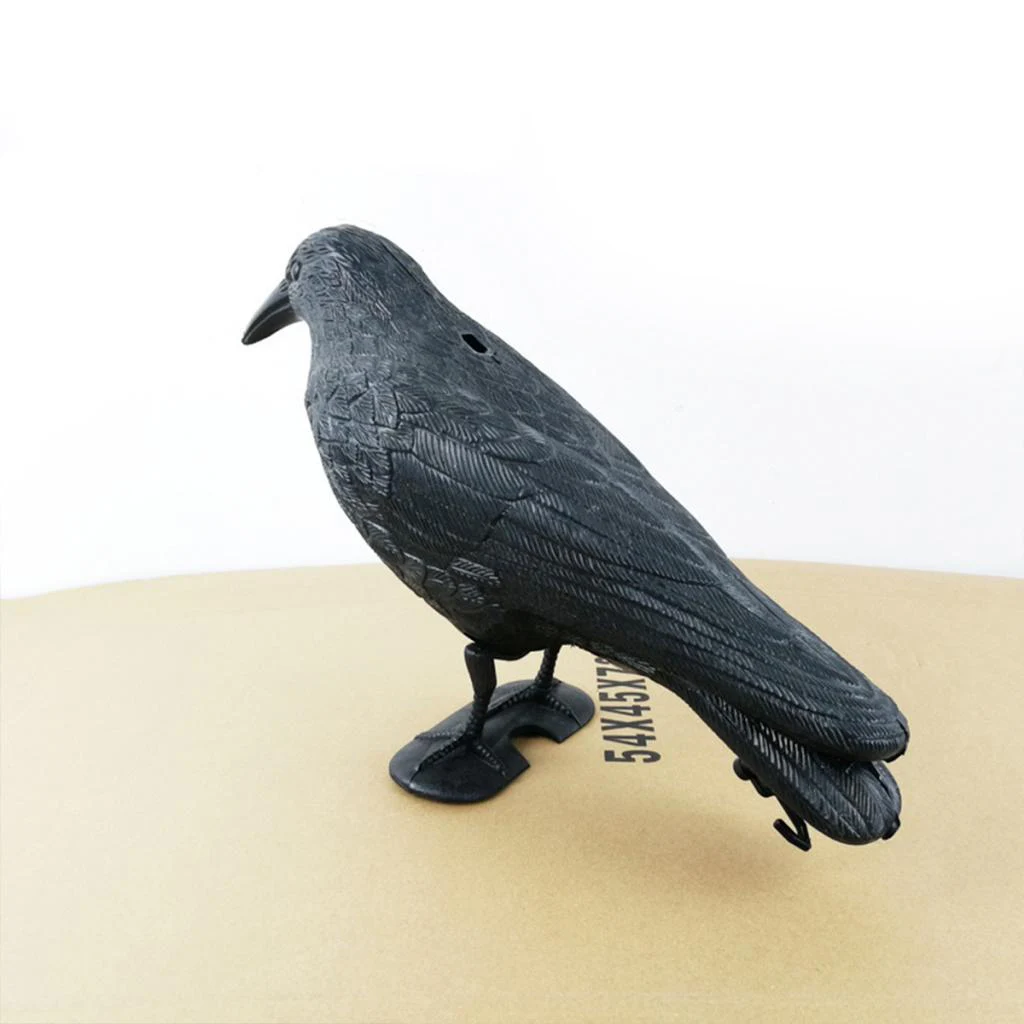 Crow Decoy Flocked Flock Coated Shell + Feet Stake Bird Hunting | - Фото №1