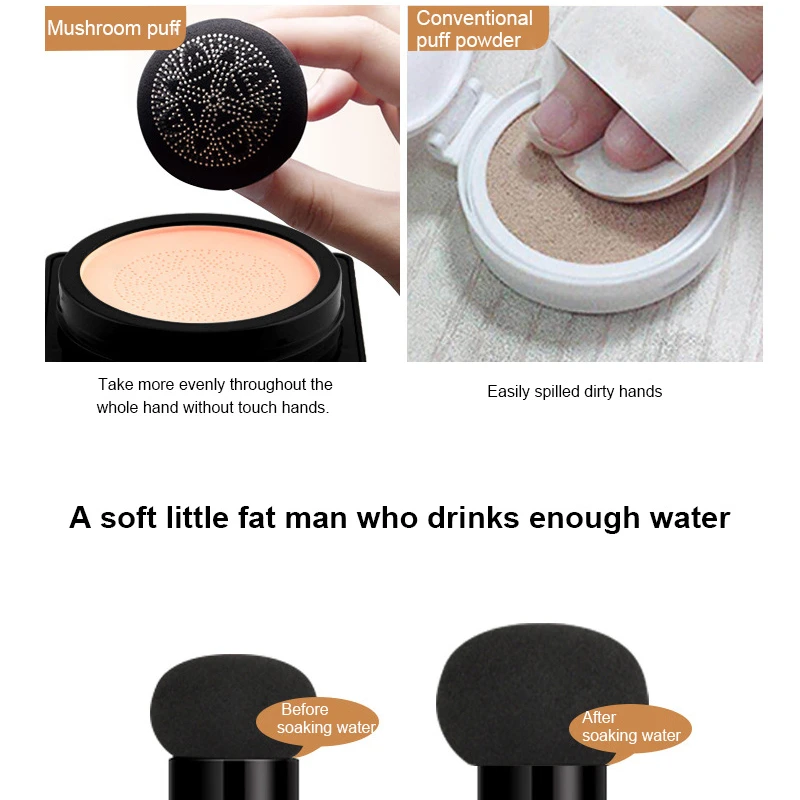 

BB Air Cushion Head All-in-on Moisturizing Foundation Mushroom Concealer Whitening Oil-control Brighten Face Base Makeup