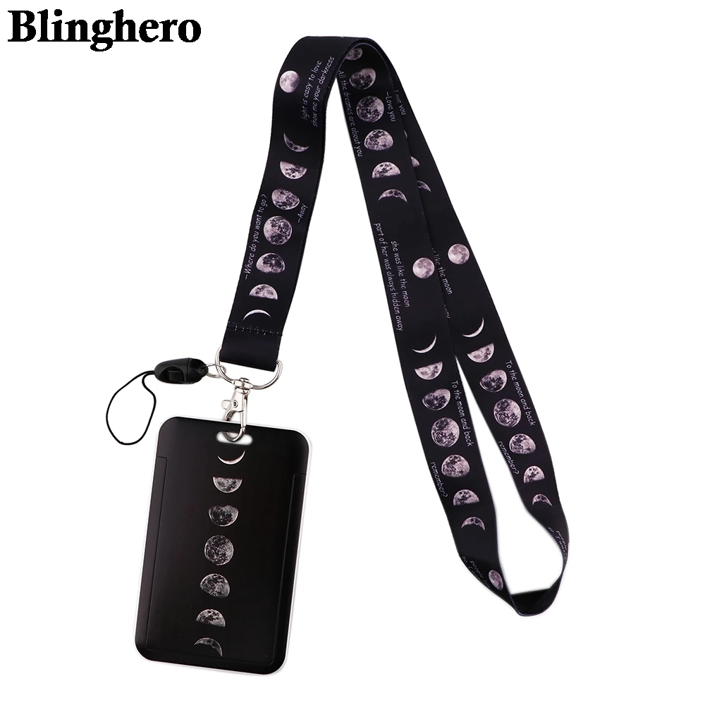 CB519 Moon креативные черные шнурки значки ID Lanyards сотовый телефон Веревка для ключей