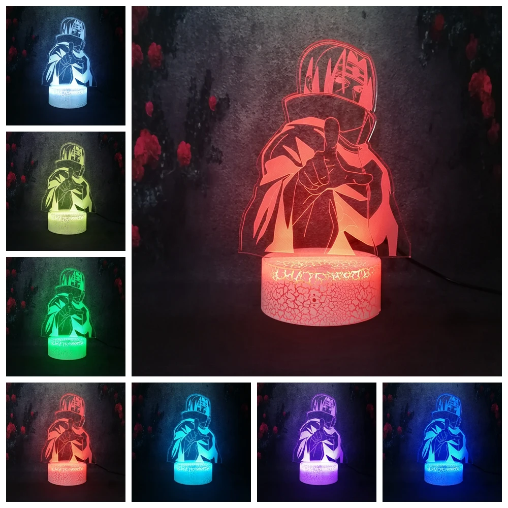 Новинка 2020 хит продаж игровой веер Наруто RGB настольная лампа 3D Uaumaki Какаши Саске