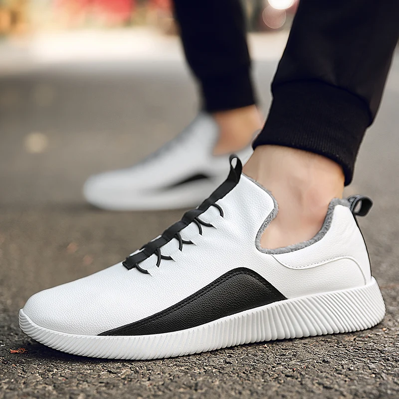 

Nice Winter Shoes Men Plus Cotton Casual Lace-Up Sports Shoes Pu Leather Fashion Comfortable Shoes Cold Waterproof Men Sneakers