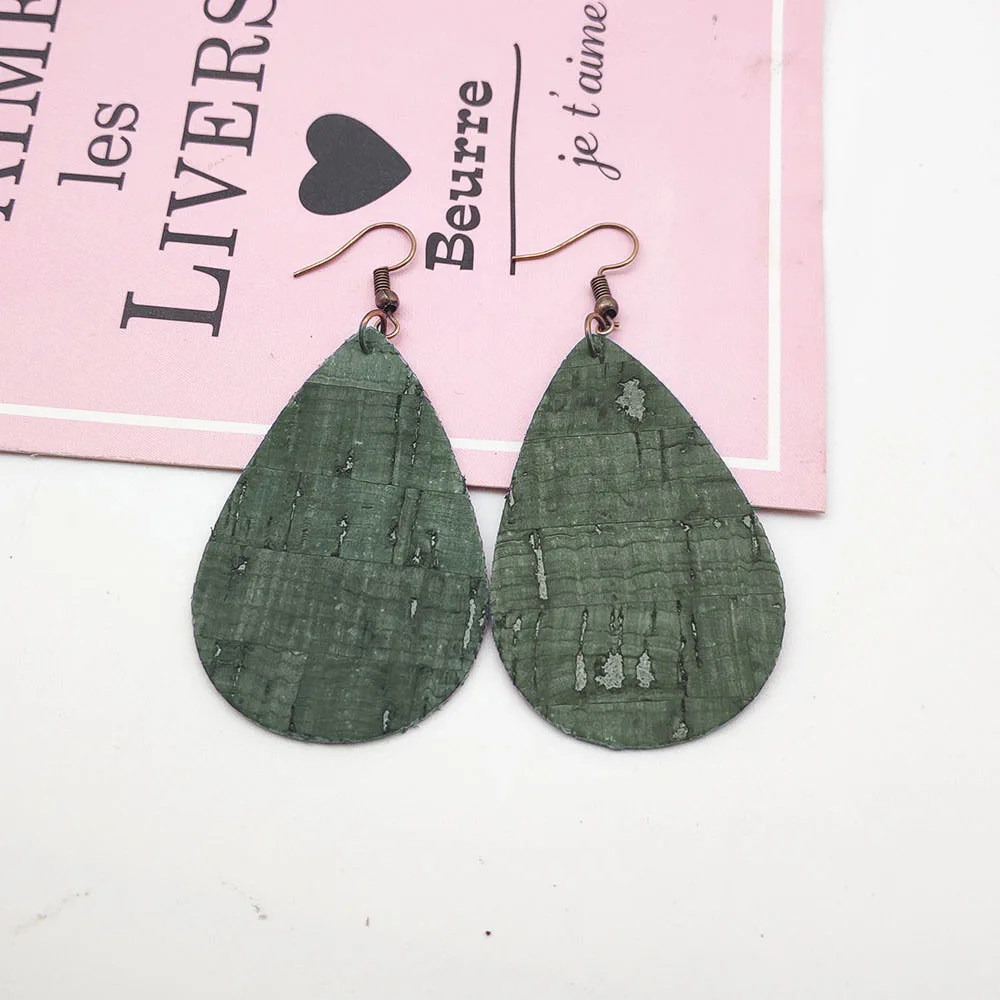 light green Имитация дерева, кожа, серьги, 4 цвета, Двухсторонние серьги-капли, кожаные серьги для женщин, ювелирные серьги, P255 - Окраска металла: light green
