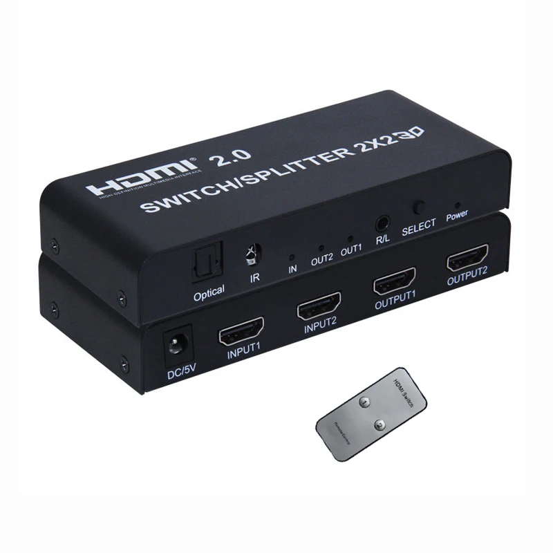 HDMI-compatible Splitter 2 in 2 out HD Computer Notebook Monitor Displayer Splitt Two Computers Share With Remote control switch