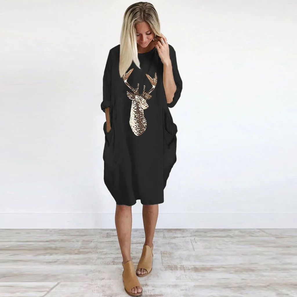 Стильное женское длинное мешковатое платье Праздничный Рождественский халат