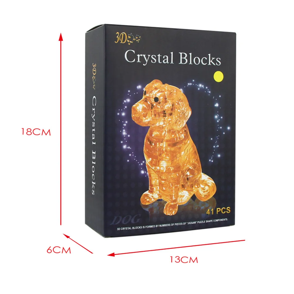 

Education Gift For Kids Fun Learning Toys For Children 3D Crystal Puzzle Cute Dog Model DIY Gadget Blocks Building Toy Gift Y116