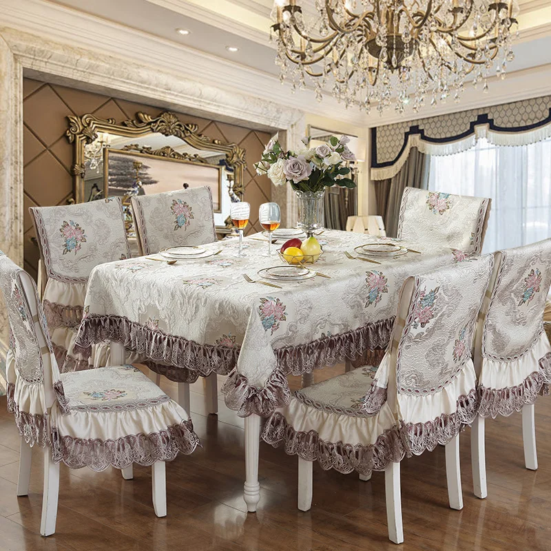 Luxuriously Embroidered Lace Tablecloth Chair Cover Soft Quality Fabrics European Royal Noble Table Round  Rectangle A1 | Дом и сад