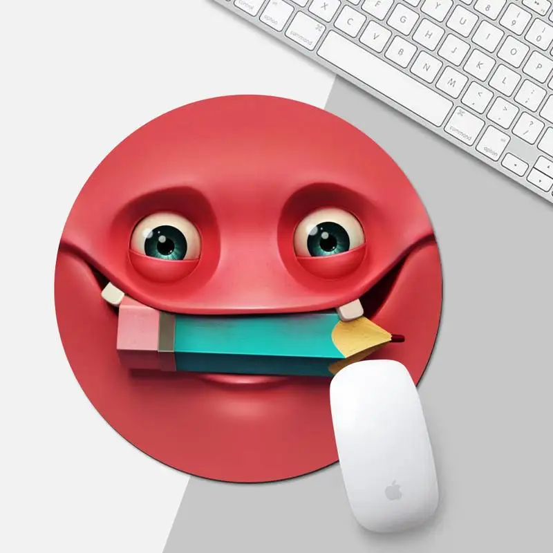 

Игровой коврик для мыши с забавным милым лицом для ноутбука, круглая Нескользящая подушка