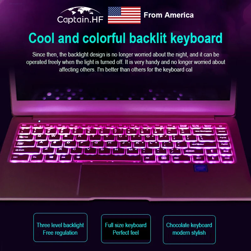 US Captain 14 дюймовый Ноутбук 8 RAM 512G SSD Ультратонкий для Офиса Студентов Работы Игр