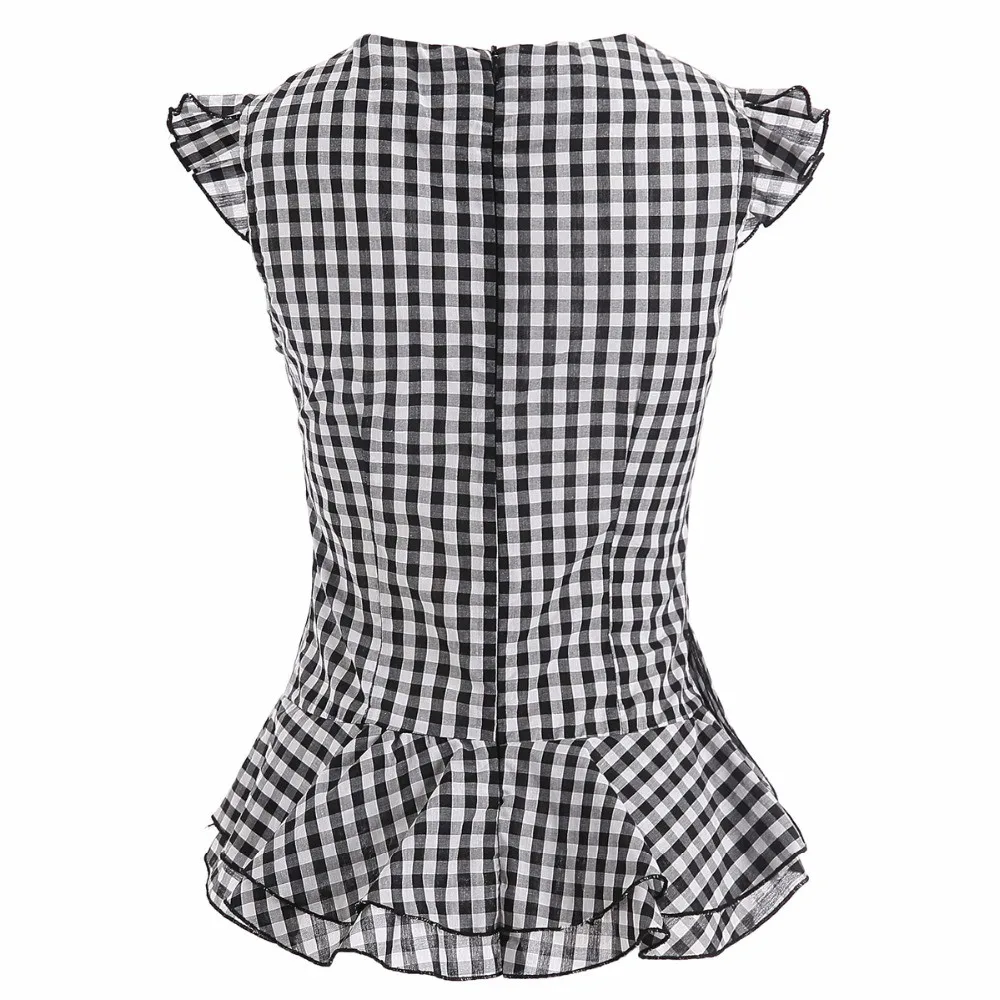 Женская летняя блузка без рукавов топы рубашки с оборками винтажная в мелкую