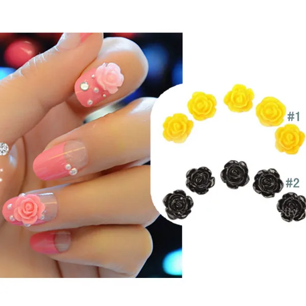 10 шт цветы из каучука 3D украшения для ногтей смешанные плоские задние Стразы