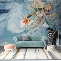 custom self adhesive wallpaper modern abstract hand painted plant leaves creative light luxury living room bedroom 3d sticker