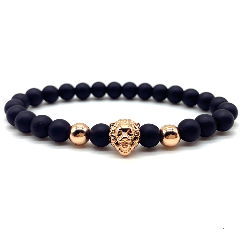 Лидер продаж модный браслет с Львом мужские каменные бусины подвеска на удачу