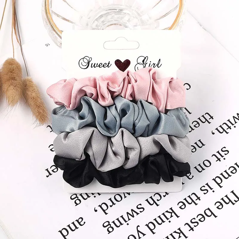 

1 Set Scrunchies Hair Ring Candy Color Hair Ties Rope Autumn Winter Women Ponytail Hair Accessories 3Pcs Girls Hairbands Gifts