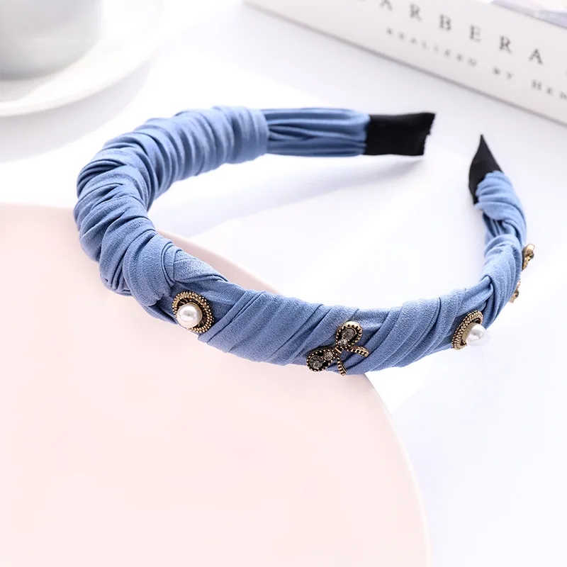 

Cross Knotted Pearls Hairbands Women Girls Fashion Headbands Knot Hair Band Hoop Retro Weaving Hair Accessories Headwear