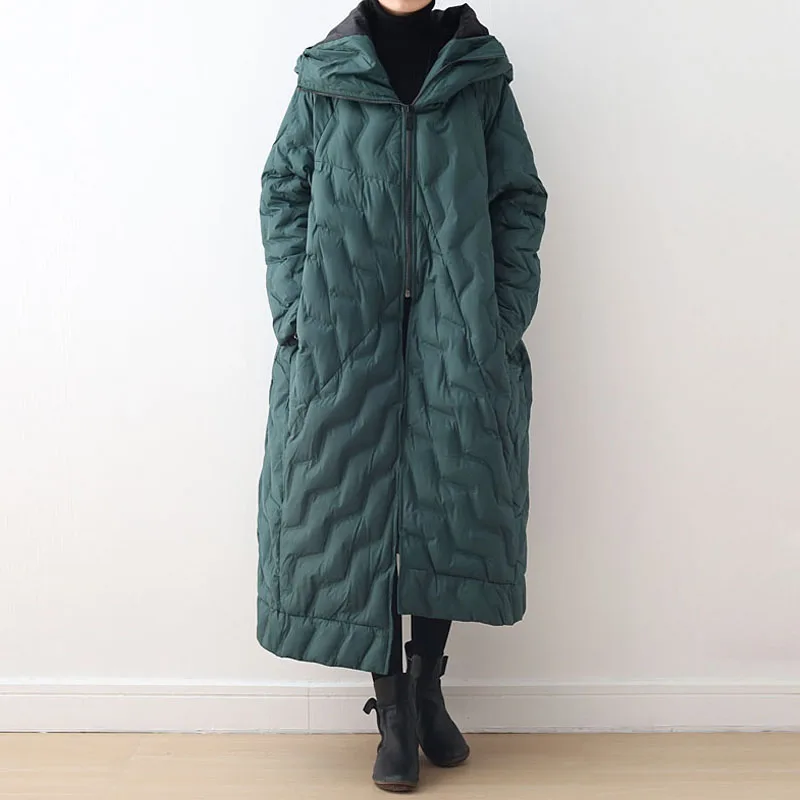 2021 Winter Green Long sleeve Women parkas Hooded Thick warm coats Oversize Loose irregular Female Down cotton YNZZU 9O007 | Женская