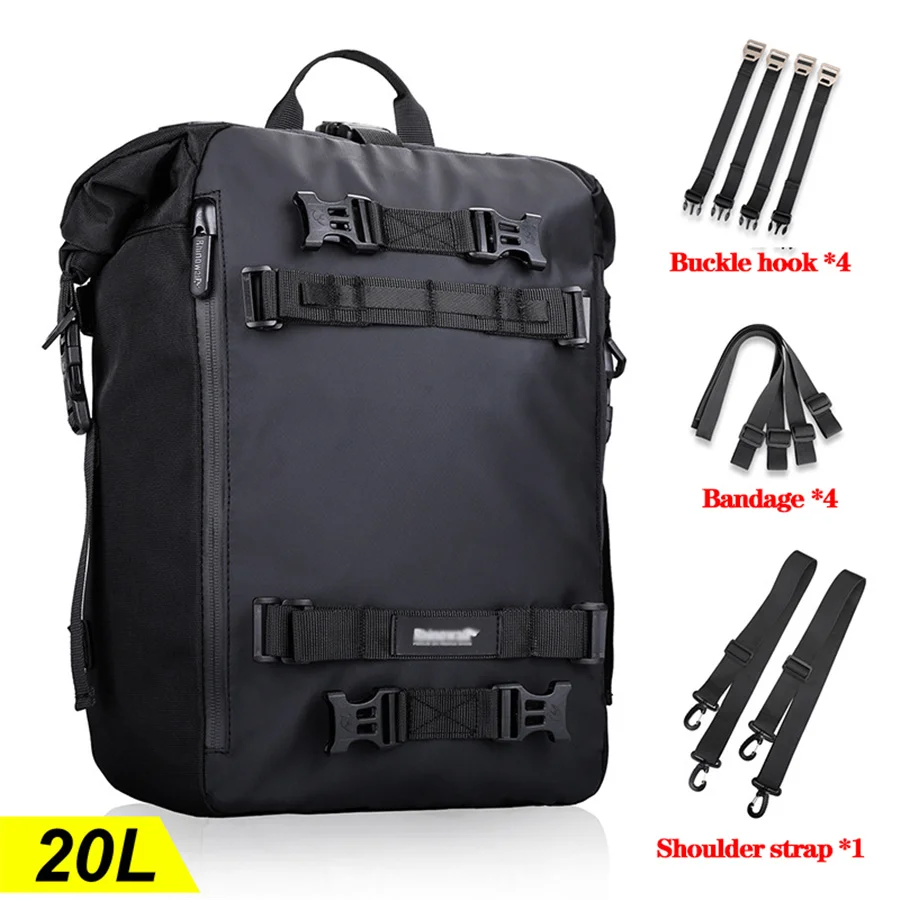 20L Black Soft Motorcycle Rear Seat Bag Backpack Luggage Accessories Waterproof