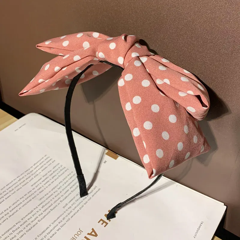 

Large Bows Women Hair Bands Ins Fashion Chiffon Dot Hair Bows Holder For Women Girls Vintage Ladies Hair Headbands Accessories