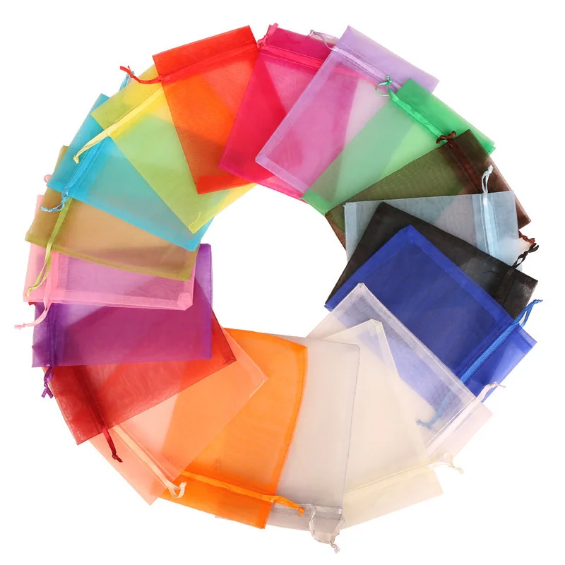 

50pcs/lot 5x7cm 7x9cm Drawstring Organza Bags Jewelry Packaging Bags Candy Wedding Birthday Bags Gifts Pouches Sweets Pouches