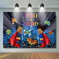 superhero gender reveal backdrop boy or girl baby shower party decor hero and shero what do you think baby shower background