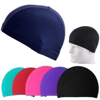 mens and womens solid color polyester swimming caps swimming accessories water sports sports and entertainment