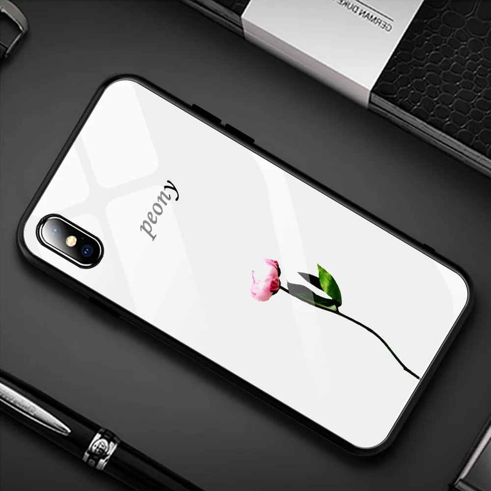 A6 Роскошный окрашенный чехол из закаленного стекла для iphone 11 pro max x xr xs 8 7 6 6 S Вселенная Звездное Фламинго Луна цветочный узор мягкий край - Цвет: A6