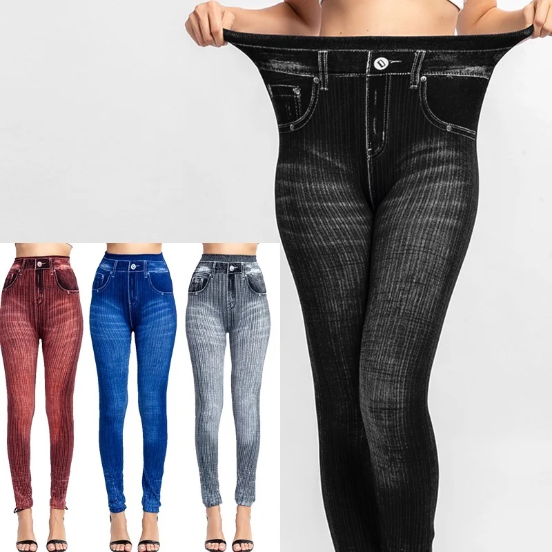 

Пикантные имитация джинсов леггинсы женские стрейч с принтом короткие леггинсы размера плюс теленок-Длина штаны летние бриджи с завышенно...