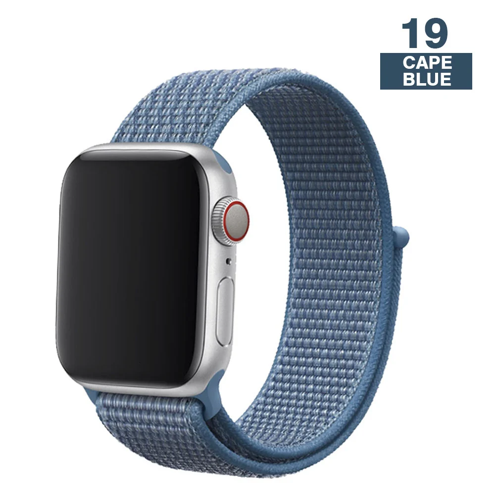 Спортивный ремешок для Apple Watch 42 мм 38 мм ремешок для часов 4 44 мм 40 мм Iwatch Серия 3 2 1 нейлоновый браслет дышащие аксессуары - Цвет ремешка: Cape blue